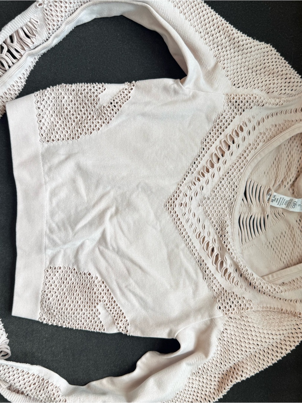ALO Yoga Blush Open-Knit Scoop Neck Sweater